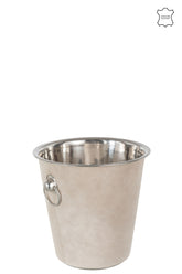 Ijsemmer Rond Leder Beige (22X22X20.5Cm) - (17930)